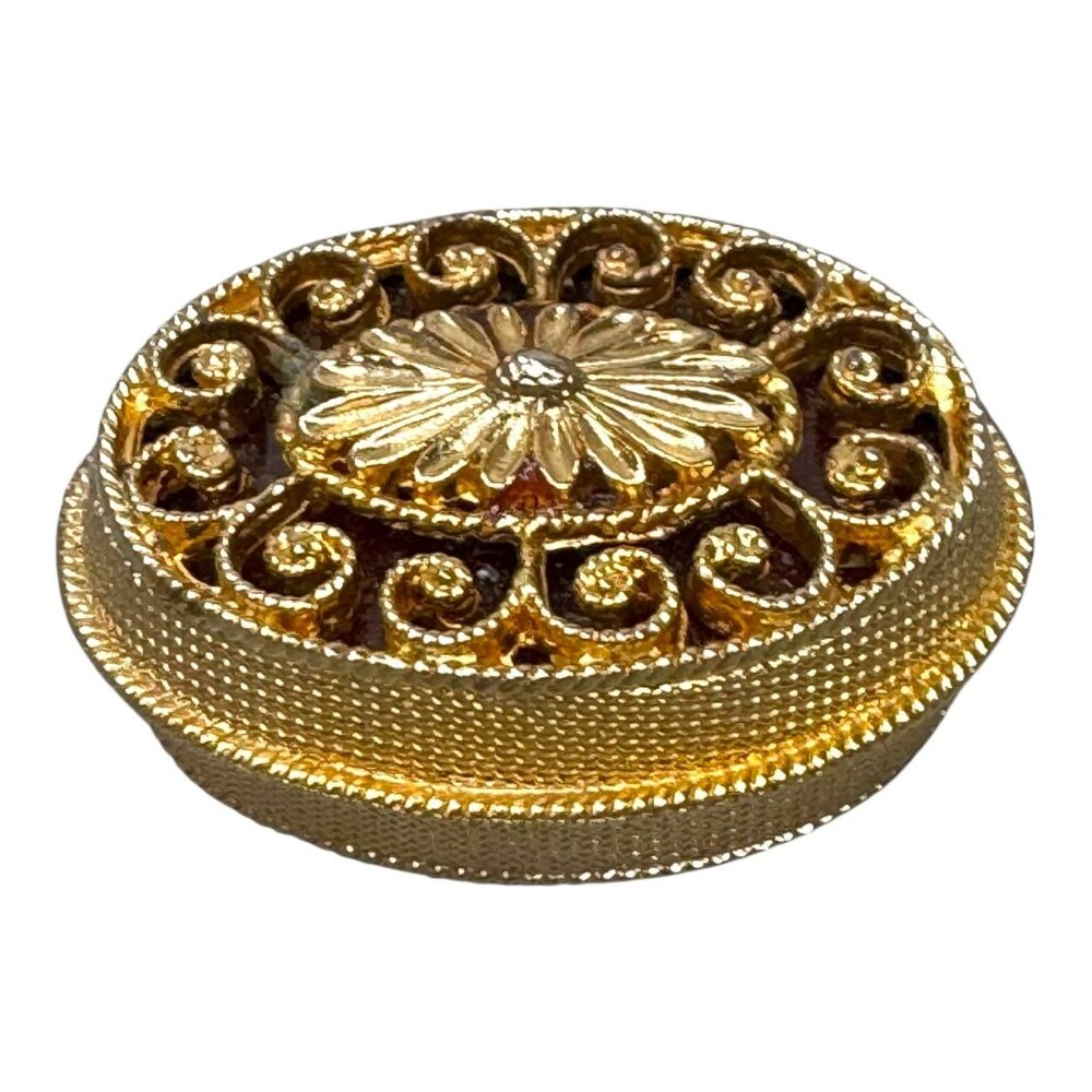 Vintage Max Factor Hypnotique Creme Perfume Compact Gold Tone Art Deco Makeup